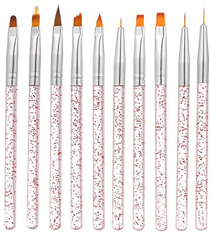 Anself 10-teiliges Nagelkunst-Pinsel-Set, Malerei, Zeichenstift, Builder, flache Farbverlaufslinie, UV-Gel, Acryl-Kristallspitzen, Design, Nagelbürsten, Nagelkunst-Design, Malerei, Liner-Stift-Set, Ac