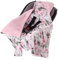 Medi Partners Einschlagdecke Baby Babyschale 100% Baumwolle für Sommer 85x85cm Kinderwagen Kuscheldecke universal Baby Decke Einschlagdecken Babydecke Buggy Autositz (Blument mit Hellrosa Minky)