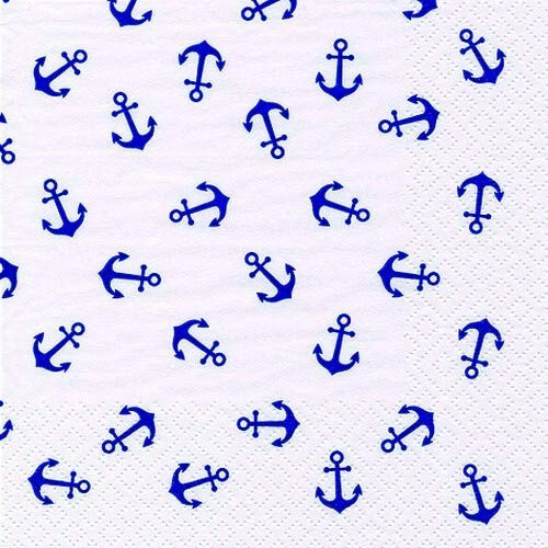 20 Servietten Kleine Anker auf weiß | Maritim | See | Meer 33x33cm