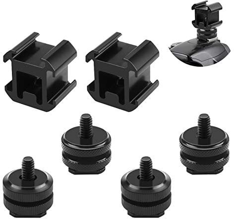 Kamera Blitzschuh Mount 2 Stücke Triple Schuh Halterung für Lichter,Cold Shoe Mount mit 4 Pcs Gewinde Blitzschuhadapter Blitzschuh Stativgewinde für Lichter LED Monitore Mikrofone Audio-Recorder Flash