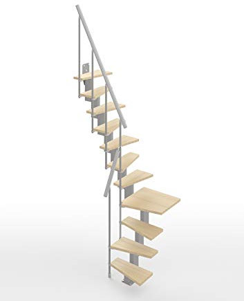 Scala Mister Step SMALL salvaspazio adL 11 Gradini H 240-284 cm. betulla - grigio argento