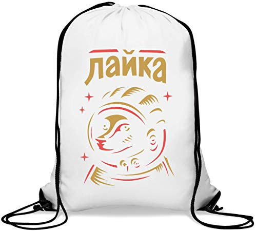 Laika Line Sketch Art Space Race Graphic Gym Sack Casual Drawstring Bag