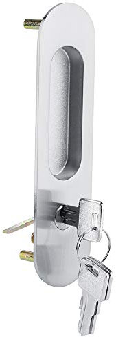 Cerradura de puerta corredera, cerradura de gancho único ovalada con llaves, perno de pestillo de puerta de aleación de aluminio para baño, armario, balcón, granero(Plata)