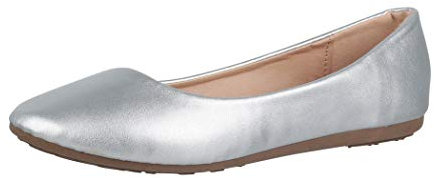 Elara Damen Ballerina Bequeme Slip Ons Flach Chunkyrayan DY-10A Silver-39