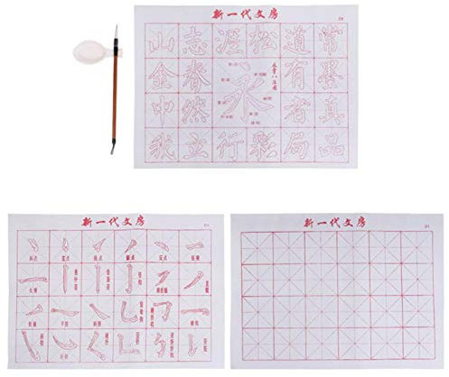 Faderr Kit de calligraphie chinoise réutilisable avec pinceau, chiffon pour écriture et écriture - Fournitures d'art pour débutants (comme illustré)