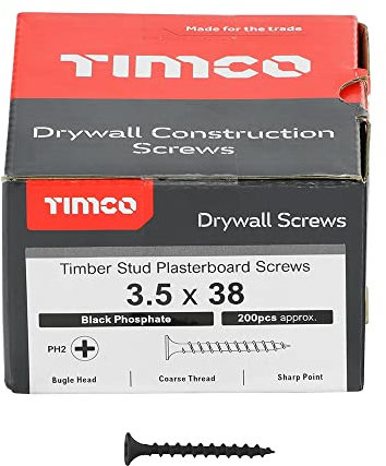 TIMCO Drywall Coarse Thread Bugle Head Black Screws - 3.5 x 38
