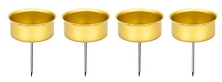 NaDeco Adventskranzstecker für Teelichter, 4 STK., Ø 40mm, Gold oder Silber Teelichtstecker Adventsstecker Kerzenhalter Kerzenteller Adventskranzhalter mit Dorn Teelichthalter, Farbe:Gold
