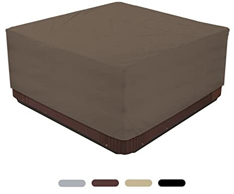 LDIW Housse de Protection pour Bain à Remous de Jardin 210D Oxford étanche Contre Le Vent et Les Rayons UV Protection Rectangulaire Couverture de Piscine de Spa,Marron,220 * 220 * 90CM