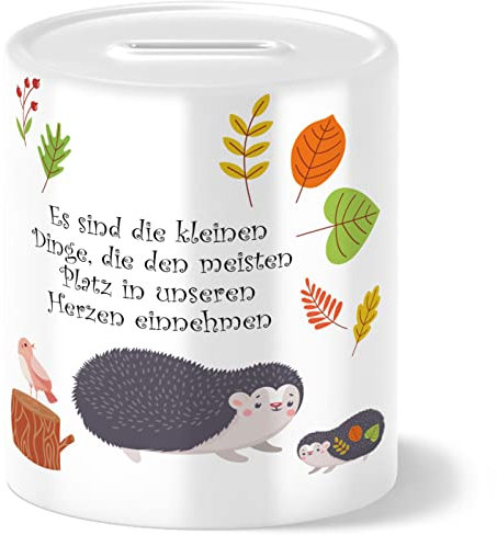 OWLBOOK® Herbst Igel Spardose Kinder Junge Mädchen | Geschenke zur Einschulung | Taufgeschenke | Geschenk Taufe Geburt Geburtstag | Sparschwein | Sparbüchse | Sparkasse | Wiederverschließbar