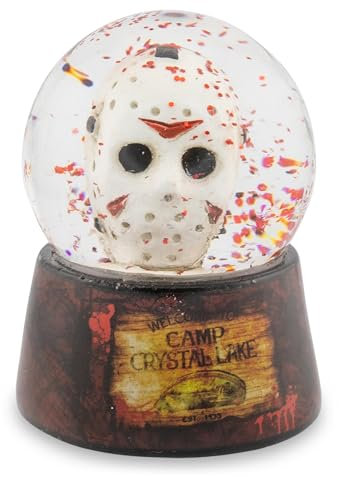 Jason Voorhees Mini-Schneekugel mit funkelndem Glitzer-Display, Motiv: Friday The 13th Jason Voorhees Camp aus Kristallsee, 5,1 cm hoch
