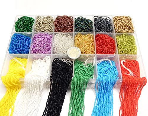 81000 cuentas de 2 mm Preciosa Ornela checas 11/0 perlas de cristal en varios hilos, 18 colores con caja de perlas