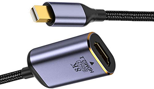 Cablecc Mini DisplayPort 1.4 Source vers HDMI 2.0 Display 8K 60Hz UHD 4K Mini DP vers HDMI mâle Câble adaptateur pour moniteur