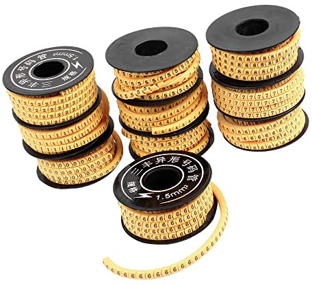 A ABSOPRO Number 0-9 Print 1.5mm 2 Wire Cable Flexible Markers Tag (Set of 10)