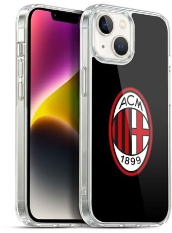 Head Case Designs Offizielle AC Milan Volle Farbe Schwarz Wappen Soft Gel Handyhülle Hülle kompatibel mit Apple iPhone 14