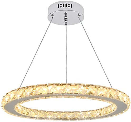 Long Life Lamp Company Modern Round Chandelier LED Ring Pendant Ceiling Light Warm White Dining Room Table Kitchen Island Bedroom Living Room H3041