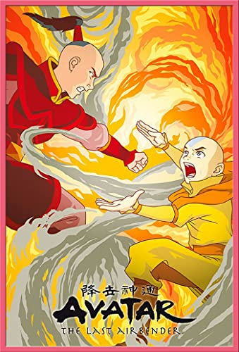 empireposter Avatar - Aang vs Zuko - Filmposter Kino Movie TV-Serie - Grösse 61x91,5 cm + Wechselrahmen, Shinsuke® Maxi Kunststoff rosa, Acryl-Scheibe