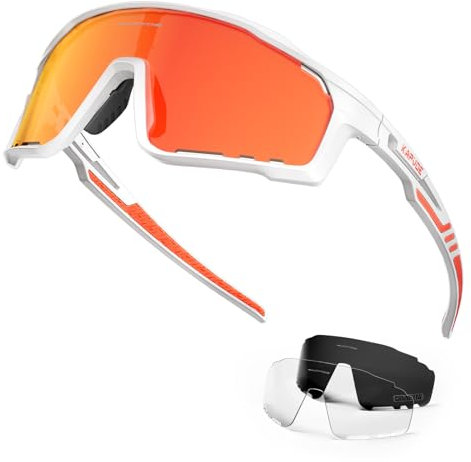 KAPVOE Polarisiert Fahrradbrille Herren Damen Rennrad Brille Sport Sonnenbrillen TR90 MTB Brille Radbrille Radsportbrille UV400 Schutz Sportbrille Radfahren MountainBike Laufen Volleyball Golf Rot