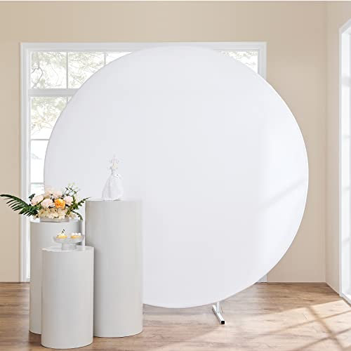 220cm Reinweißer Runder Hintergrund Polyester Weißer Fotografiehintergrund für Runder Kreis Ballonbogen für Babyparty Hochzeit Geburtstagsfeier Dekoration