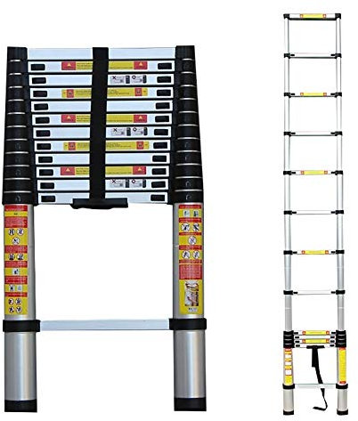OKUOKA Leitern,Aluminium-Teleskopleiter,Tragbare Klappbare Ausziehbare Trittleiter,Dachleiter für Wohnmobile im Freien für den Heimgebrauch/8M/12.4Ft