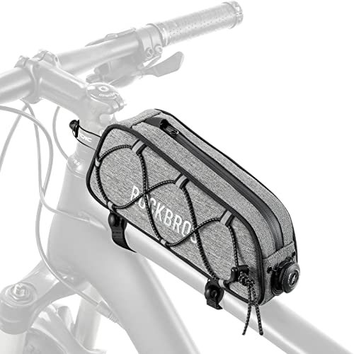 ROCKBROS Road to Sky Fahrrad Rahmentasche Wasserabweisend Oberrohrtasche 0,7L Reflektierend Fahrradtasche für Rahmen Tasche für MTB/Rennrad Grau