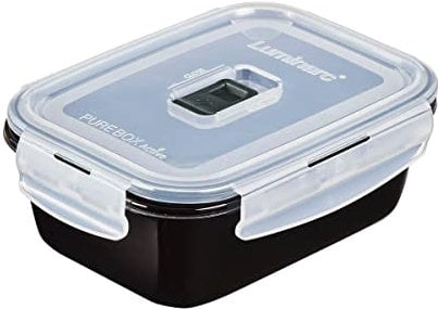 Luminarc Pure Box Negro Recipiente Rectangular Hermético Vidrio 16x11x7cm - 82cl Sodo Apto Microondas Apto Frigorífico Reciclable