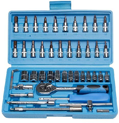 Top Tech 529770361 Socket Bit Set 46 Pieces 1/4 Drive Ratchet Sliding Bar Pozi
