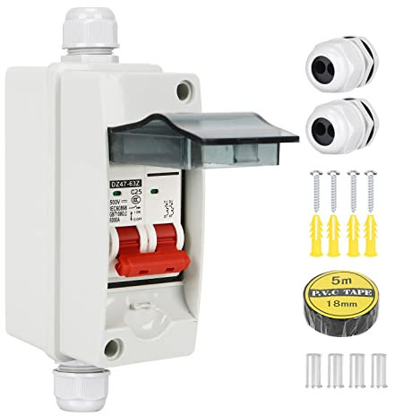 Btstil DC Trennschalter Leistungsschalter, PV Solar Anlage Leitungsschutzschalter Sicherungsautomat DC 12V-400V mit IP65 Wasserdicht Gehäuse (20A)
