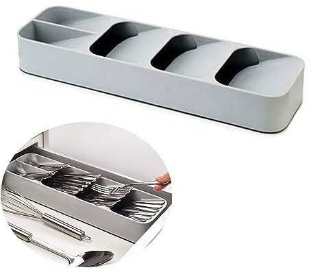 Hoshisea 2 Pièces Organisateur de Tiroir, Range Couverts, Organisateur de Tiroir à Couverts Compact, pour le Rangement et l'Organisation de la Vaisselle Dans la Salle à Manger et la Cuisine
