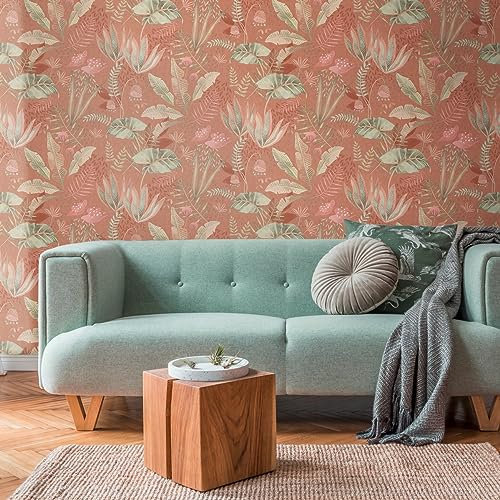Tapete Floral Rot Orange Grün Rosa - Livingwalls Famous Garden 393482 - Vliestapete - 10,05 m x 0,53 m - Made in Germany