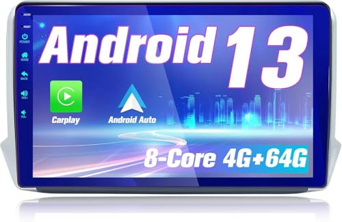 OVRICH Autoradio Android per Peugeot 208 2008 2012 ~ 2018 radio stereo lettore multimediale 10.1 '' supporto Blue Ray Wireless Carplay Android Auto, navigazione GPS, Bluetooth, SWC, FM, WiFi, 4G