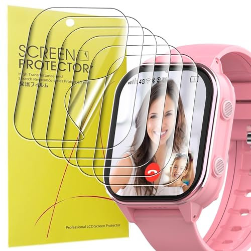Blueshaweu Schutzfolie Kompatibel für SEVGTAR 4G Kinder Uhr 1,4'', HD klar Flexible TPU Displayschutzfolie [6 Stück] für SEVGTAR A9 Kinder Smartwatch 1,4'' (transparent)