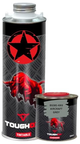 Tailored Paint Military Colours Bedliner 2k Paint Texture Finish Truck Car Respray Heavy Duty Tough Wearing Durable Includes Hardener - BS381 693 AIRCRAFT GREY