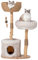 PEGIC Cat Tree Tower with Two Real Branches, 43in Wood Modern Cat Tower with Luxury Cat Condo, Cat Scratching Post, Jumping Platforms, Cat Furniture (Long Plush)