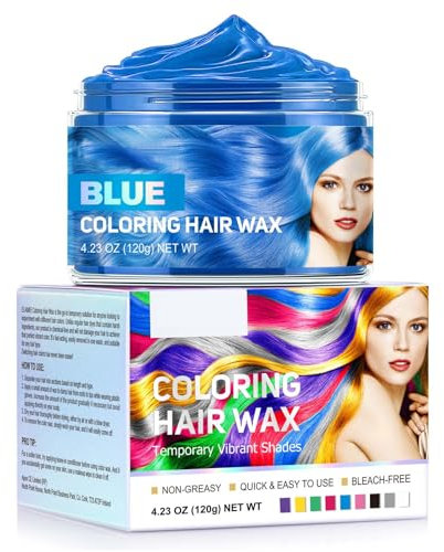 Temporäre Haarfarbe Wachs Crazy Blue Hair Mud - Waschbare Instant Styling für Halloween, Weihnachten, Geburtstage, Party, Cosplay (Blue)