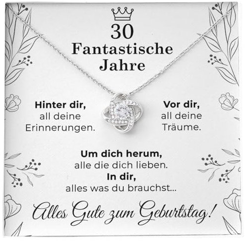 SOFIA FERRER Geschenke Zum 30 Geburtstag Frau, Halskette Damen Silber 925, Geburtstagsgeschenk Für Frauen, Kette 30 Geburtstag Frauen, Geschenk Für Mama, Schwester, Freundin (30 geburtstag)