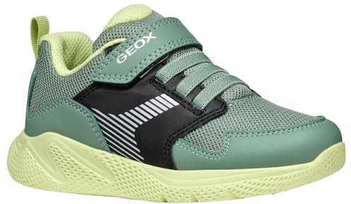 Geox J SPRINTYE Boy A Sneaker, Green/Black, 34 EU