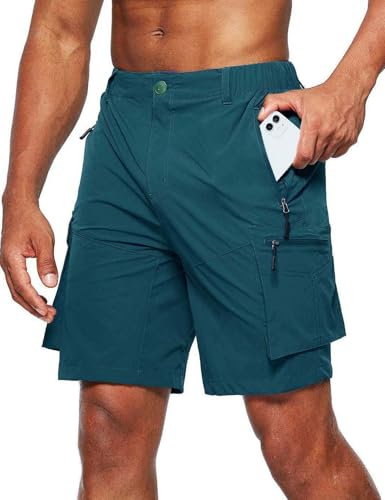 JustSun Kurze Hosen Herren Cargo Wanderhose Herren Kurz Sommer Leichte Schnelltrocknend Outdoor Trekking Shorts mit Reißverschlusstasche