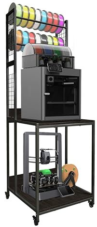ARTINRACK - 3D printer stand with double-layer 3D printer filament storage shelf, TR22 heavy duty mobile printer table with wheels for storage and organization of