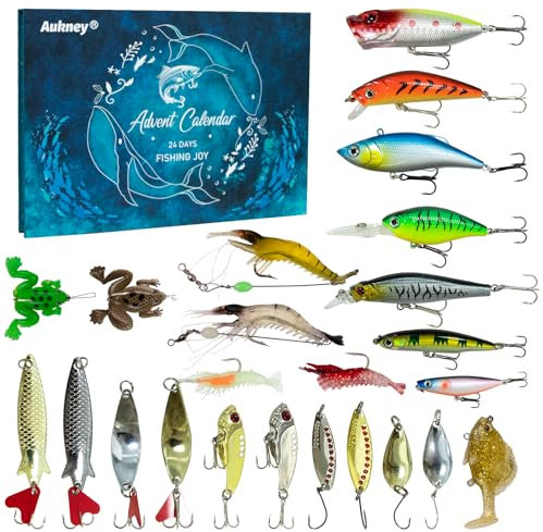 Angel-Adventskalender 2024, Weihnachts-Countdown, 24 Tage, Köder-Angel-Set, Weihnachts-Angelgeschenk für Angler, Erwachsene, Männer, Teenager, Jungen
