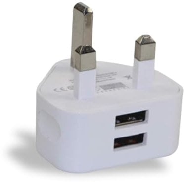 Dual USB Plug Charger, 12W Double Ports Phone USB Charging UK Plugs 2.4Amp Wall Adapter High Speed Mains Charge Head for 14 13 12 11 Pro Max/Xs/XS Max/XR/X/8/7/6/Plus etc (1x)