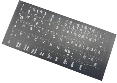 T-ProTek Autocollant pour clavier allemand - Noir brillant - 58 touches - 1,1 cm x 1,3 cm - Autocollant compatible avec ordinateur portable Lenovo