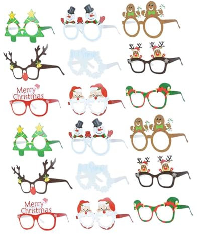 Weihnachtsbrillen aus Papier als Foto Requisiten, 18 Stück
