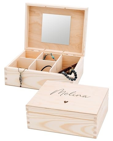 wunderwunsch Schmuckkästchen, Schmuckschatulle, Schmuckbox Mädchen, Geschenk Girls, Schmuckdose, individuell personalisiert als niedliche und individuelle Geschenkidee (Herz)