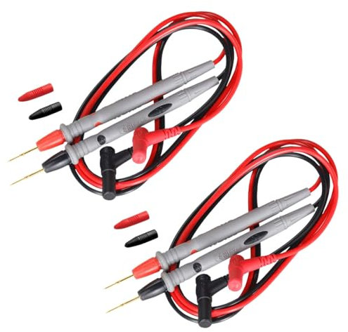Multimeter Messleitungen, 2 Stück, Winkel zu Alligator Krokodilklemmen weiche flexible Testkabel Drähte für elektrische Prüfung, Testkabel messspitzen Set für Multime, Mehrfarbig, 1000 V, 10 A