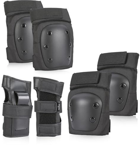 BURSUNLY Knieschoner Kinder & Erwachsene Schoner Inliner Protektoren Set mit Ellbogenschützer Handgelenkschützer für Herren Damen Skates Scooter Fahrrad Rollschuhe Skateboard BMX