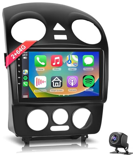 Radio estéreo para coche Android 14 para Volk-swagen Beetle 2002-2011 con Carplay y Android Auto, pantalla táctil de 9 BT GPS navi WiFi Mirror Link FM/RDS EQ AHD cámara de respaldo SWC