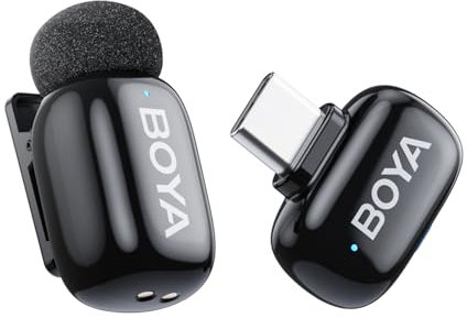 BOYA mini Microphone wireless for iPhone15/16, Andriod, 5g Ultralight, Lavalier Microphone, AI Voice Changer, 3-Level Noise Reduction, Lapel Mic, Clip on Mic with USB-C Plug