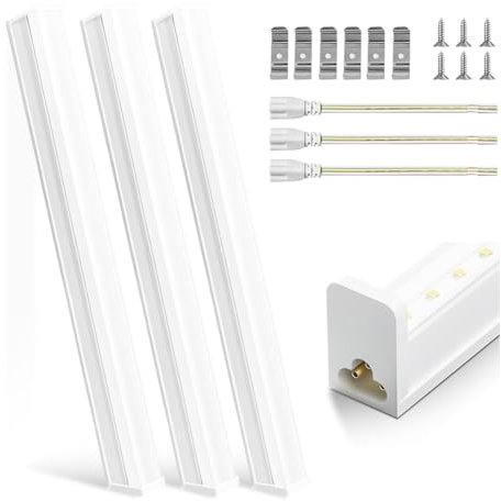 DIKHEE T5 LED Leuchte 30cm, 3er 5W 2200lm 6500K Superhelle Weiße Kellerlampe LED Röhrenlampe für Küche Wohnzimmer Schlafzimmer Esszimmer Balkon Flur Garage Keller, Anschließbar, Fest Verdrahtet