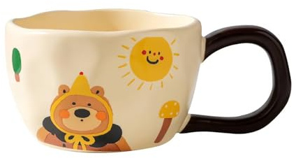 Sharemee Bär keramik tassen Kaffeebecher niedlich Milchbecher coffee mug Langlebig personalisierte geschenke Kaffeetassen mit Griffen Lustige Tasse für Einweihungsparty 330ml(Braun)