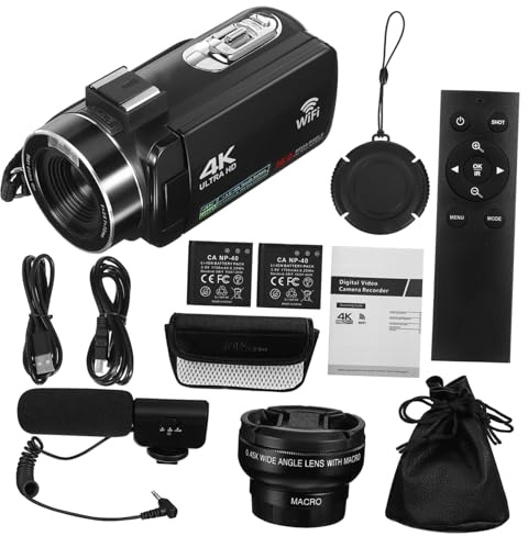 Happyyami Digitale Videokamera 4k 30fps Schwarz mit 3 Zoll IPS Touchscreen | 18 Stück Digitalzoom, Integriertes Mikrofon, Unterstützt Max. 128gb, Leichte Tragbare Ausführung